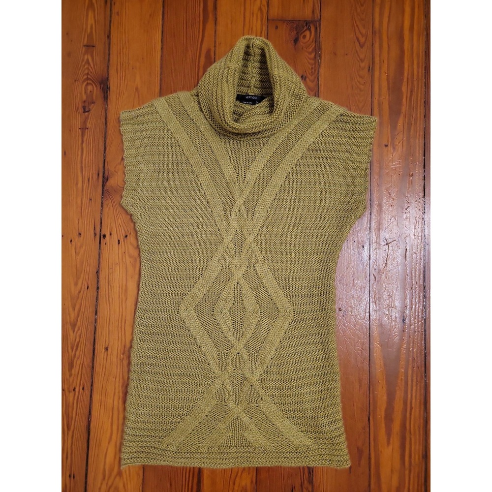Vertigo Wool Blend Tunic Womens M Turtleneck Knit Fall Green Warm Cozy